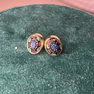 Vintage 14k gold stone earrings with backs